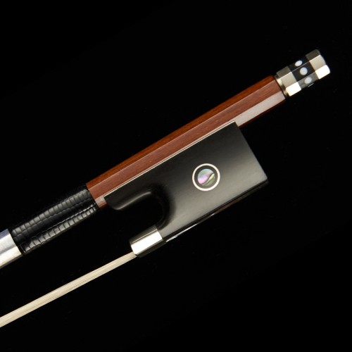 Wexford Student Violin Bow, Well Balanced Handmade Brazilwood Bow with Horsehair, Ebony Frog with Pearl Eye and Pearl Slide, Brown