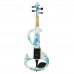 Kinglos 4/4 White Blue Flower Colored Solid Wood Intermediate-A Electric / Silent Violin Kit with Ebony Fittings Full Size