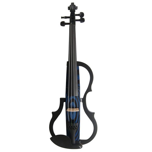 Kinglos 4/4 Blue Ripple Colored Solid Wood Advanced 3-Band-EQ Electric / Silent Violin Kit with Ebony Fittings Full Size (SDDS-N009)