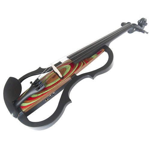 Kinglos 4/4 Red Ripple Colored Solid Wood Advanced 3-Band-EQ Electric / Silent Violin Kit with Ebony Fittings Full Size (SDDS-N029)